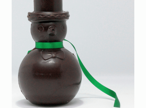 Mon jardin chocolaté - Bonhomme De Neige Chocolat Noir Sur Son Jardin De Mini-tablettes