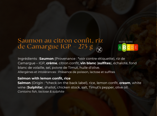 Les Bocaux du Bistrot - Saumon au citron confit, riz de Camargue