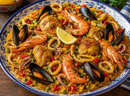 Le Paradis d'Escargot - Paella maison généreuse fruits de mer & poulet - Essonne (91)
