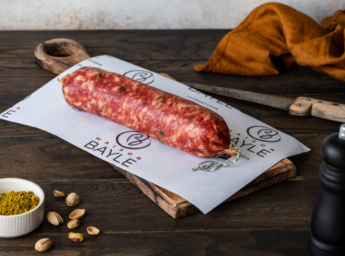 Maison BAYLE - Champions du Monde de boucherie 2016 - Saucisson à cuire - cervelas pistaché - Festif - fêtes - Noël