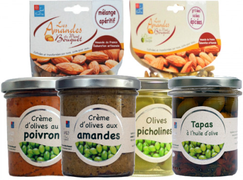 Les amandes et olives du Mont Bouquet - Panier Apéro Olives et Amandes