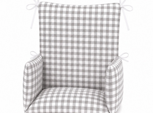 Timouny - Coussin de chaise haute Vichy – Gris – Universel & confortable – Made in France