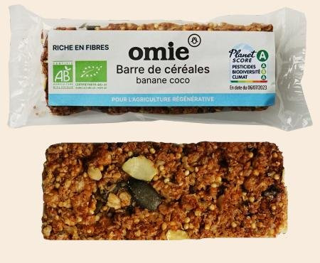 Omie - Barre de céréales banane coco - sans additif - 25 g