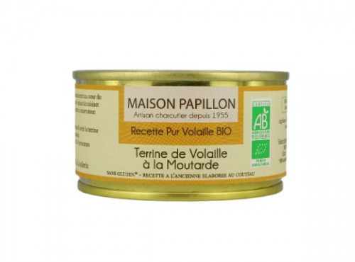 Maison PAPILLON - Artisan depuis 1955 - Terrine BIO Volaille à la Moutarde 130g