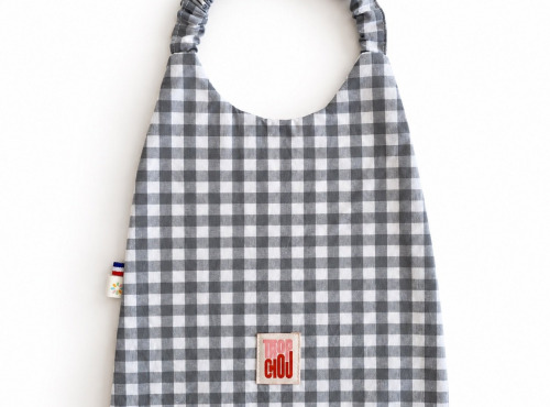 Timouny - Bavoir serviette élastique Vichy Gris « Trop chou »