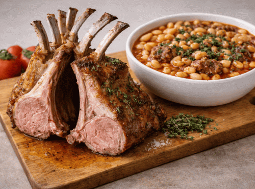 La ferme d'Enjacquet - Spécial Pâques : 2 carrés Agneau Fermiers Et Haricots Blancs Cuisinés pour 2 personnes