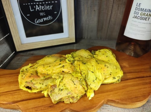 L'Atelier des Gourmets - Boucherie Charcuterie en Provence - Cuisses de poulet désossées marinées Thym Citron - 500g
