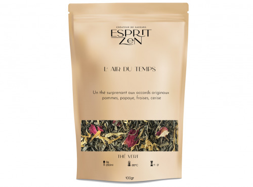 Esprit Zen - Thé Vert "L'Air du Temps" - papaye - fraise - cerise - Sachet 100g