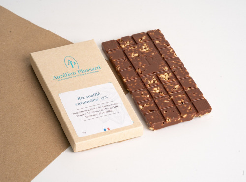 Aurélien Plassard Chocolatier - Tablette lait 37% riz soufflé caramélisé