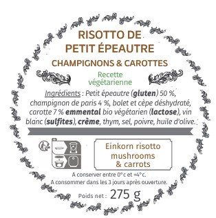 Les Bocaux du Bistrot - Petit épeautre « façon risotto », aux champignons & carottes