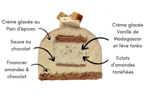 Eclat des cimes - Bûche glacée Pain d'épices, Vanille & Amandes