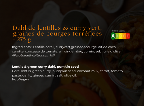 Les Bocaux du Bistrot - Dahl de lentilles et curry vert