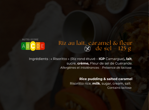 Les Bocaux du Bistrot - (Lot de 2x 125g) Riz au lait caramel et fleur de sel