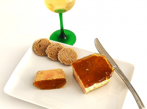 Traiteur Gourmet d'Alsace - Foie gras de Canard IGP du Sud ouest origine France et sa gelée au Gewurtztraminer 200Gr
