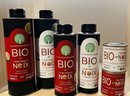 La Noyeraie des Borderies - HUILE VIERGE DE NOIX BIO Pressée à chaud ou à Froid 50 cl