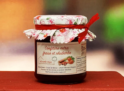 Les Perles Rouges - Confiture Extra de Fraise et Rhubarbe