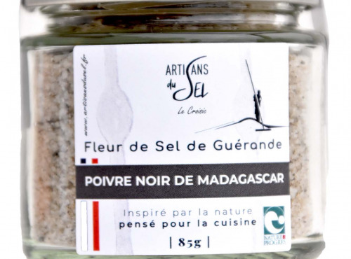 Artisans du Sel - Fleur de Sel de Guérande au Poivre Noir de Madagascar Bio – Verrine 85g | Artisans du Sel