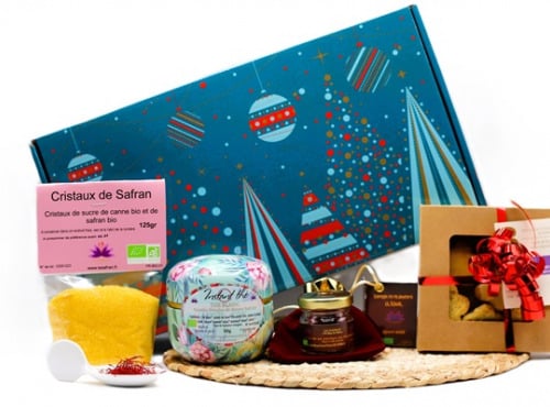 Le safran - l'or rouge des Ardennes - Coffret cadeau de Noel Biscuits Et Thé Au Safran