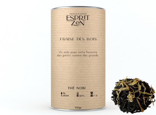 Esprit Zen - Thé Noir "Fraise des bois" - fraise -Boite 100g