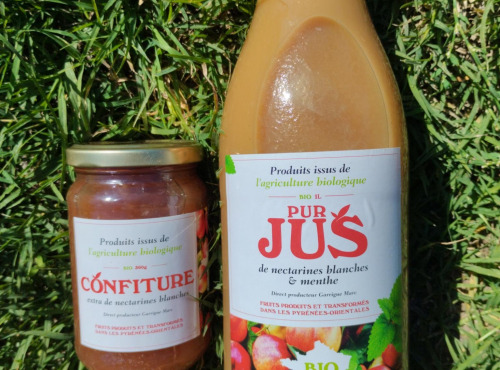 Massot Delphine et Garrigue Marc - Lot 7 Pur Jus BIO de nectarines blanches  et 6 Confitures BIO