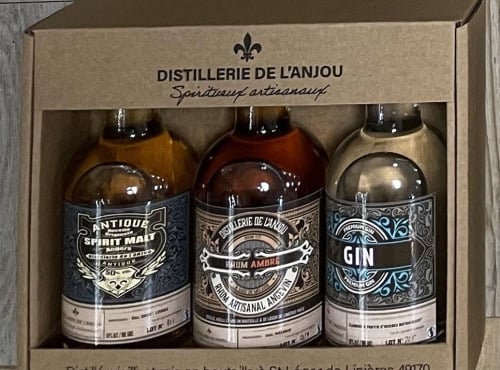 Distillerie de l'Anjou - Coffret de dégustation 3 bouteilles 20cl - Spirit malt + Rhum + Gin -Produit en Anjou