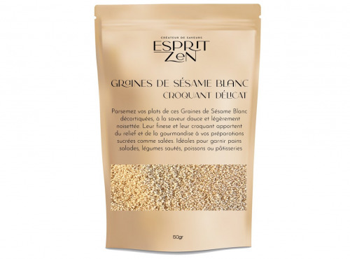 Esprit Zen - Graines de Sésame Blanc décortiquées - Sachet refermable de 50g
