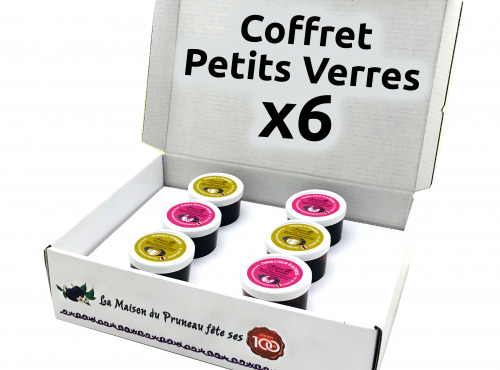 Maison du Pruneau - Cueillette du Gascon - Coffret 6 Petits Verres Mix Pruneaux Armagnac (x3) et Eau de Vie (x3)