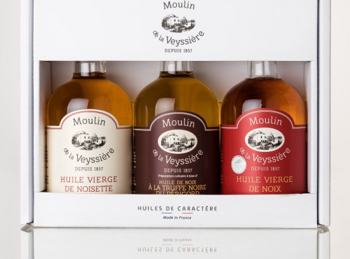 Moulin de la Veyssière - Coffret n°1 Huile de Noix, Huile de Noisette, Huile de Noix à la truffe.