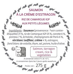 Les Bocaux du Bistrot - Saumon à la crème d'estragon, riz de Camargue et petits légumes