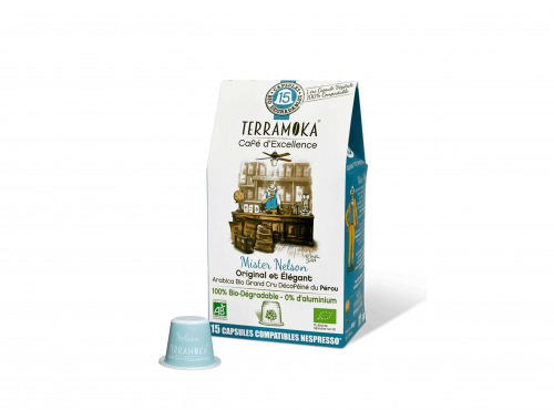 TERRAMOKA - Café NELSON x15 capsules Home Compost type Nespresso  x5