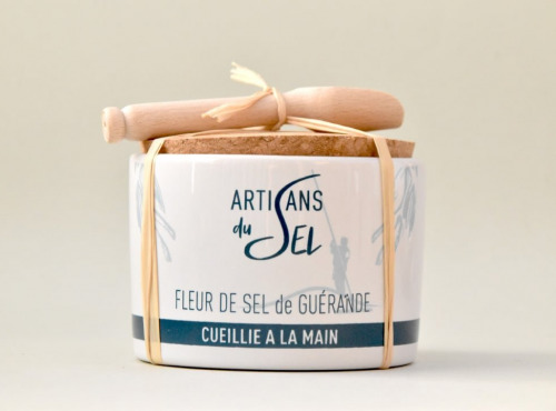 Artisans du Sel - Pot en céramique et Fleur de sel de Guérande naturelle + Pelle x 8