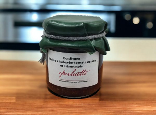 La table noire Eperluette - Confiture fraises Rhubarbe tomates et citron noir 225g