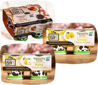 La Ferme de Blas'Lait - Lot 12 Yaourts Aromatisés Pêche Citron Poire