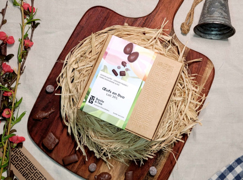 Basile et Téa - Œufs Duo en chocolat au Lait 39% de Pâques Garnis 140g