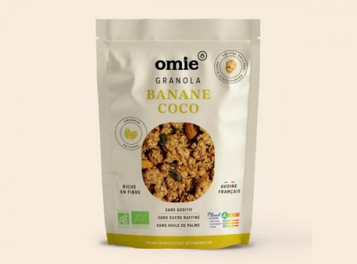 Omie - Granola banane noix de coco - avoine français - 330 g
