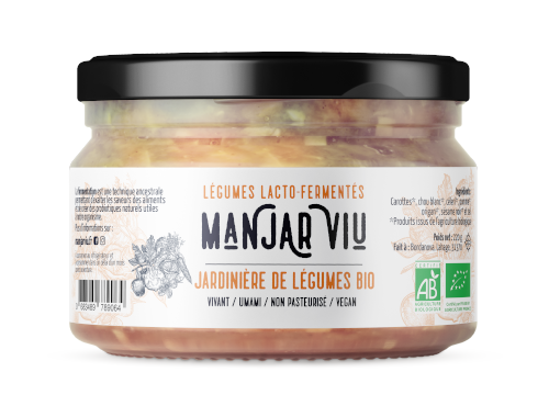 Manjar Viu : Légumes lacto fermentés - Jardinière de légumes Bio - lacto-fermentée - 220 g