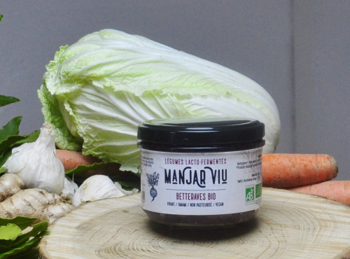 Manjar Viu : Légumes lacto fermentés - Betteraves, Chou blanc, Cumin - Lacto-fermentées BIO - 220g