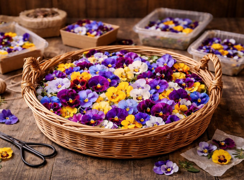 Nature et Saveurs - Ferme Aquaponique et Permacole Astérienne - Fleurs de pensées comestibles en mélange – palette florale vive