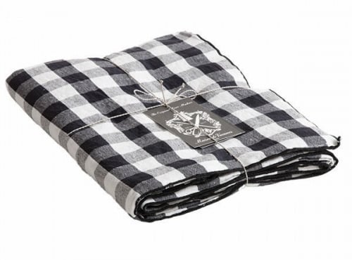 Maison de Vacances - Nappe Bourdon - Toile Mimi Vichy noir - 145x145