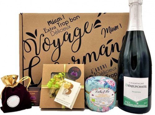 Le safran - l'or rouge des Ardennes - Coffret cadeau Champagne Brut AOC "Le Gourmand"