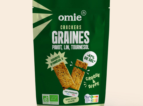 Omie - Crackers aux graines de pavot, lin et tournesol bio - ingrédients français - 100 g