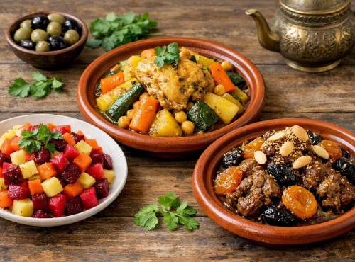 Le Paradis d'Escargot - Trio oriental , salade  , couscous poulet légumes (10) et tajine agneau pruneaux pour (5) gourmands