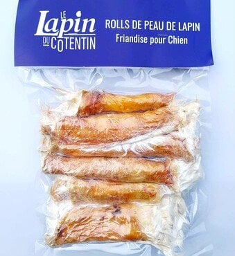 Le Lapin du Cotentin - FRIANDISE POUR CHIEN - ROLLS DE PEAU DE LAPIN