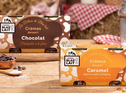 La Ferme de Blas'Lait - Lot Crèmes desserts Caramel beurre salé x4 et chocolat x4