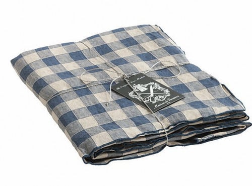 Maison de Vacances - Nappe Bourdon - Toile Vintage Vichy Bleu de Delft - 170x240