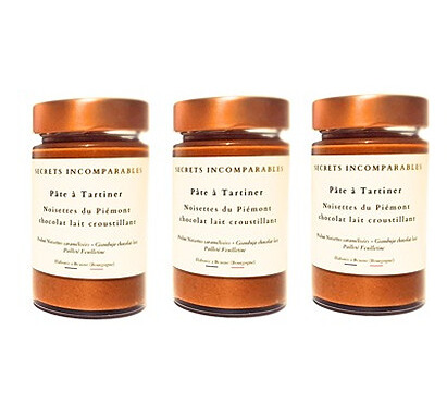 Secrets Incomparables - Pâte à Tartiner Noisette du Piémont IGP Chocolat Lait Croustillant (Offre -5%: 200gx3)