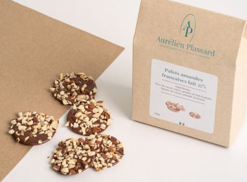 Aurélien Plassard Chocolatier - Palet lait 37% amandes Françaises