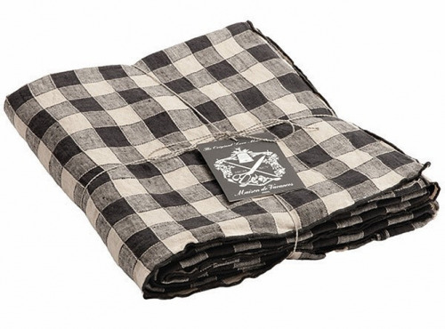 Maison de Vacances - Nappe Bourdon - Toile Mimi Vintage Vichy fusain - 170x240