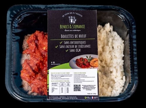 Benoit & Stéphanie - Boulettes nature Barquette avec riz - 340g
