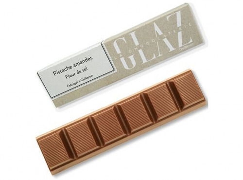 Glaz la chocolaterie de la presqu’île - Barre chocolat pistache d'Iran et praliné amande